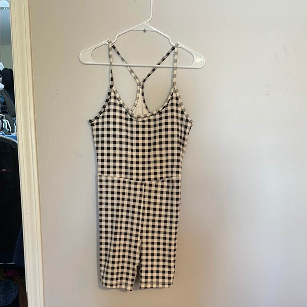 Old Navy Black and White Checkered Jumpsuit